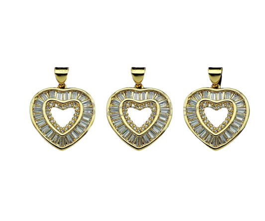 Heart Charms Hunny B's Micro Baguette Pave Heart