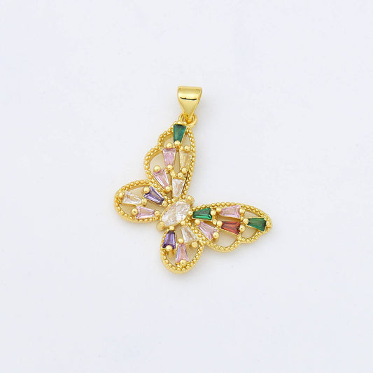 Butterfly Charms Hunny B's Colored Baguette CZ Gold Filled Butterfly