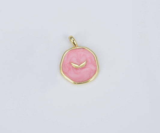 Pink Enamel Angel Wings Medallion Charm Beads Creation