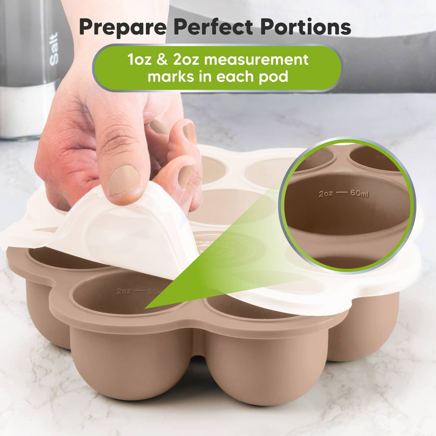 2oz x 10 Pods Prep Silicone Baby Food Freezer Tray with Lid