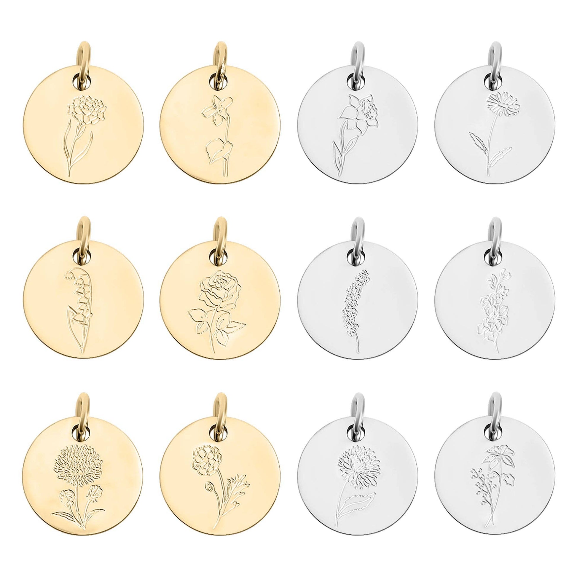 18K Gold PVD Stainless Steel Birth Flower Charm WJW June/Rose Gold