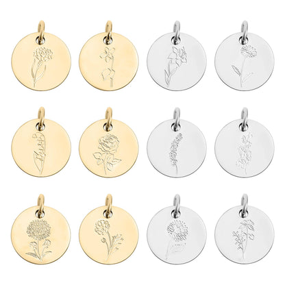 18K Gold PVD Stainless Steel Birth Flower Charm WJW June/Rose Gold
