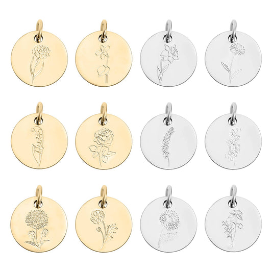 18K Gold PVD Stainless Steel Birth Flower Charm WJW June/Rose Gold