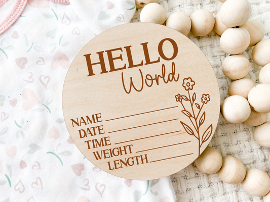 Birth Announcement Wood Stat Plaque - Wildflower