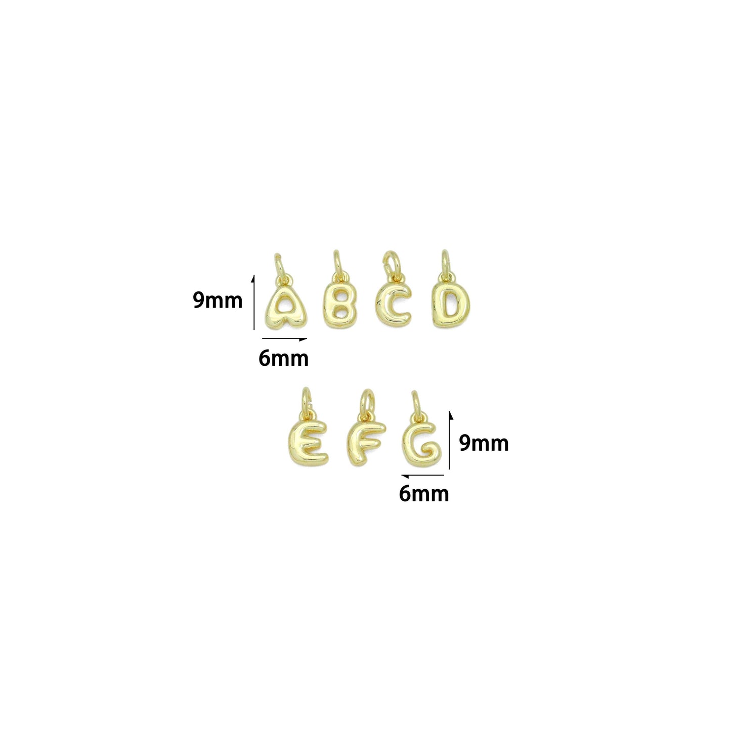 Small Bubble Initial charm, Alphabet Initial Charm Pendant, Sku#LX894 BestBeads&Beyond