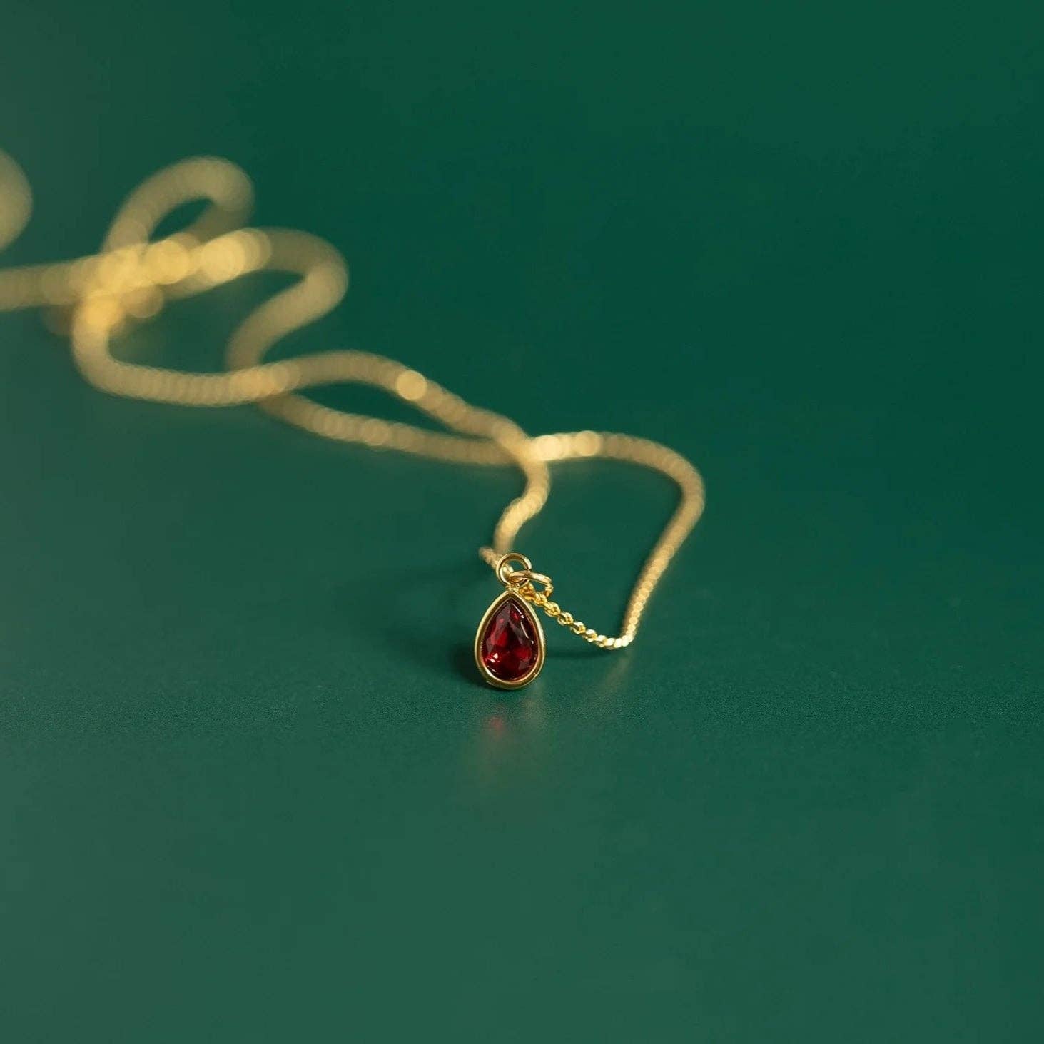 18K Gold PVD Teardrop Birthstone Charm WJW