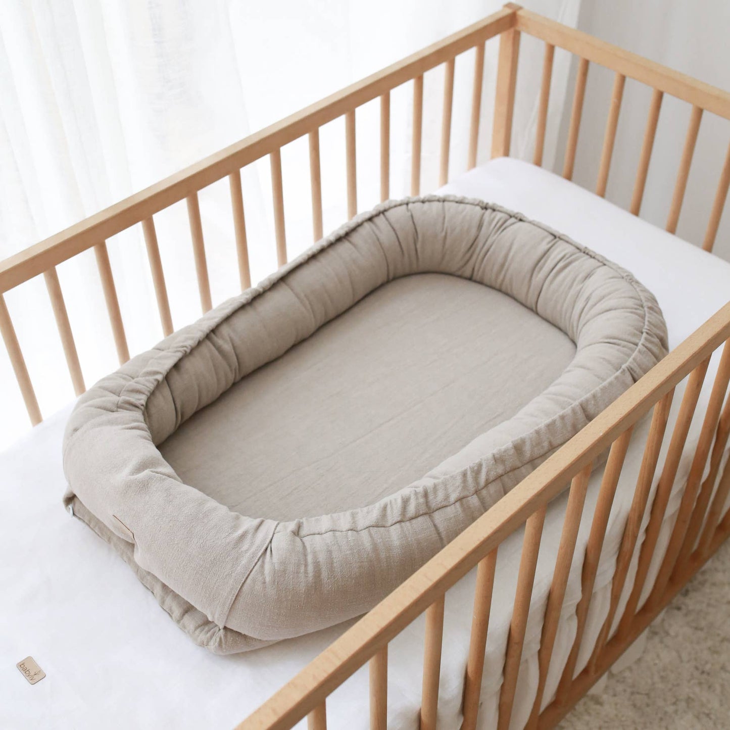 Linen babynest - beige