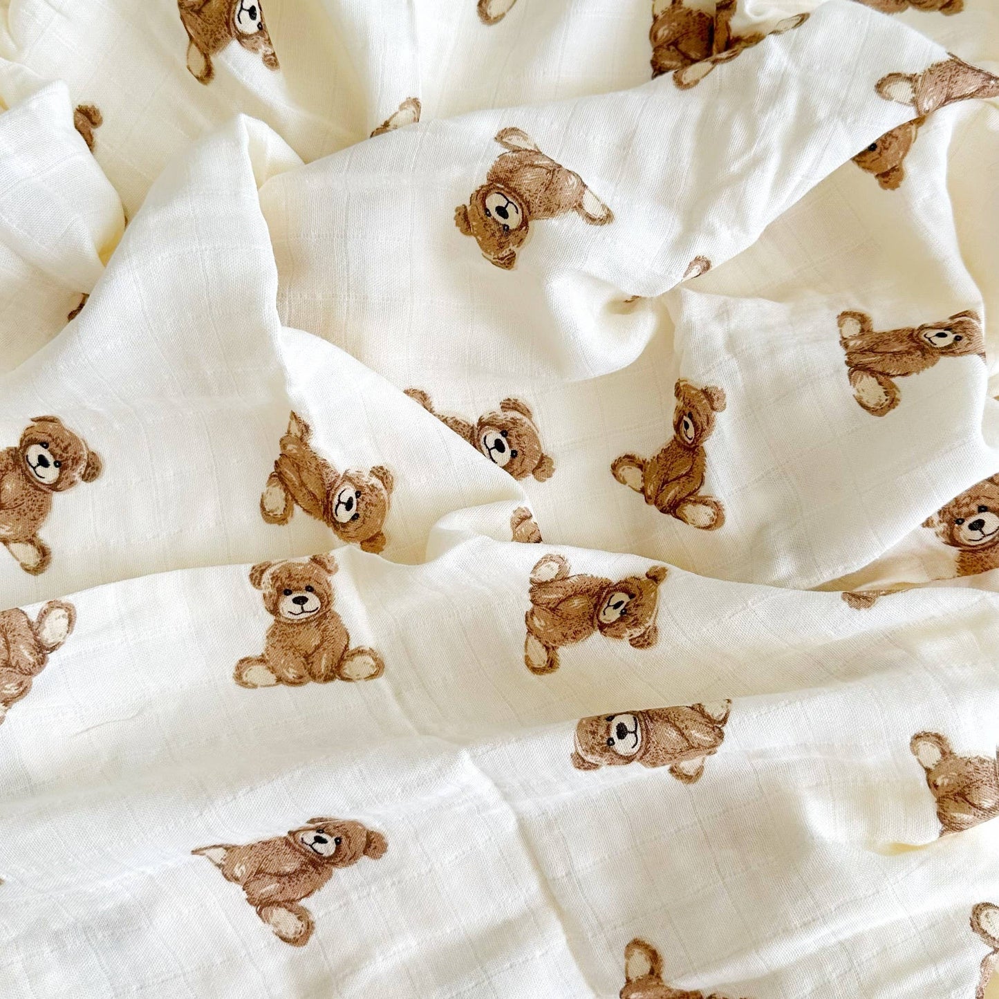 Muslin Swaddle Blanket (Teddy Bear)