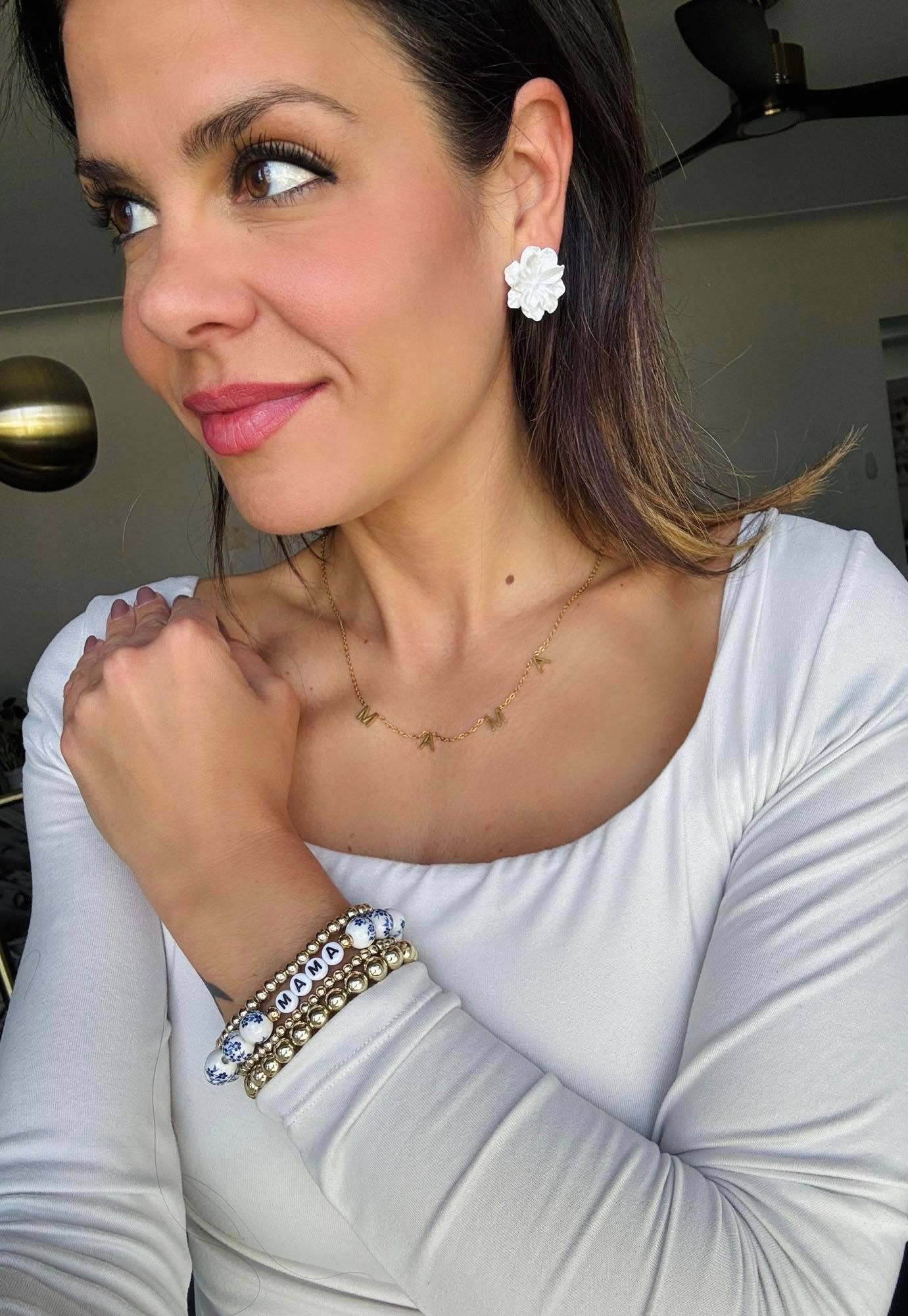 Mama Blue Floral Bracelet Set Love Your Why