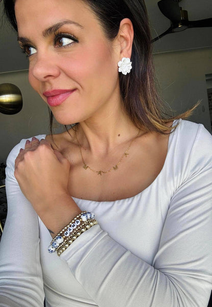 Mama Blue Floral Bracelet Set Love Your Why