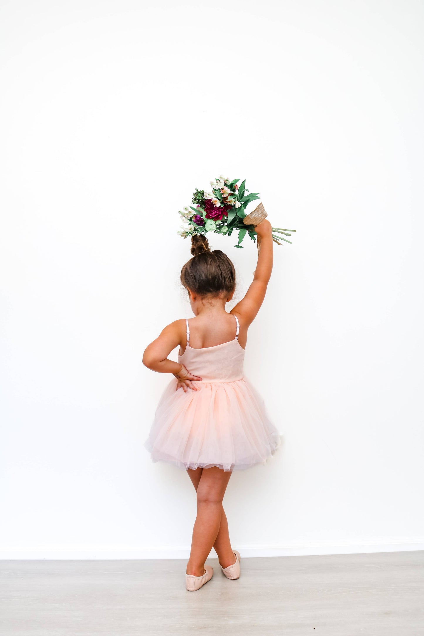 Pale pink linen & mesh twirl dress Fancy Shmancy Baby