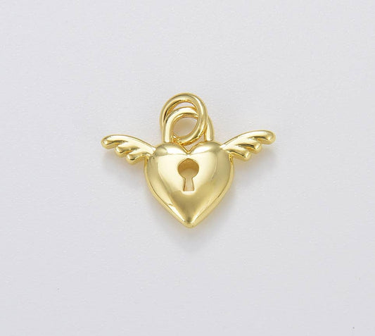 Heart Charms Hunny B's Heart Lock w/ Angel Wings