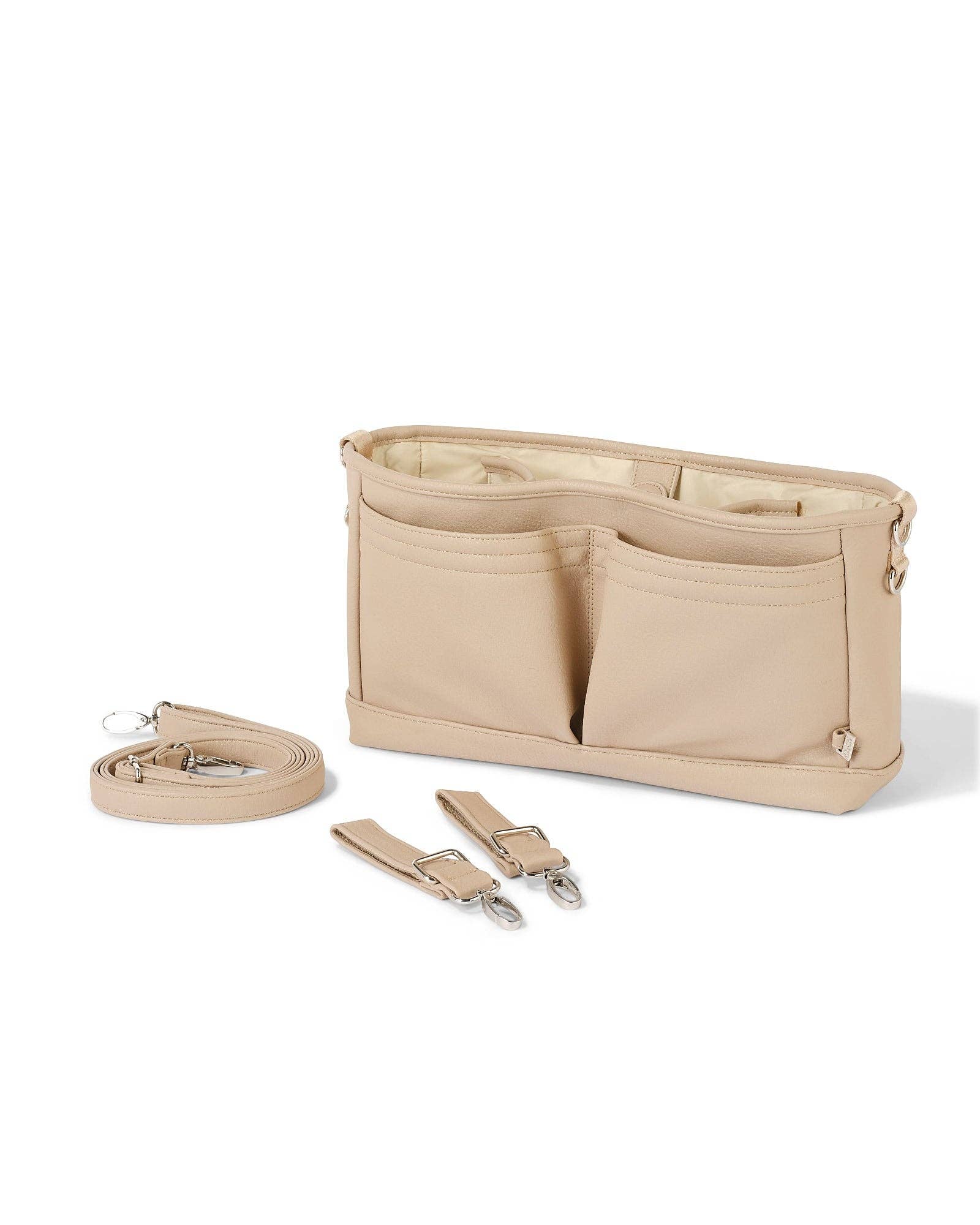 Dimple Vegan Leather Stroller Organiser/Pram Caddy - Oat OiOi