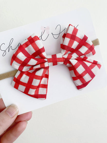 Red Plaid Hair Bows Shared Joy Bows