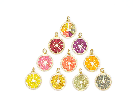 Enamel Colorful Lemon Slice Shape Pendant BestBeads&Beyond