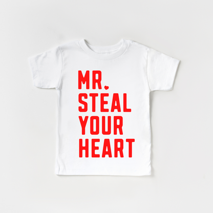 Mr Steal Your Heart Valentines Day Shirt Toddler and Youth Benny & Ray Apparel 5T White