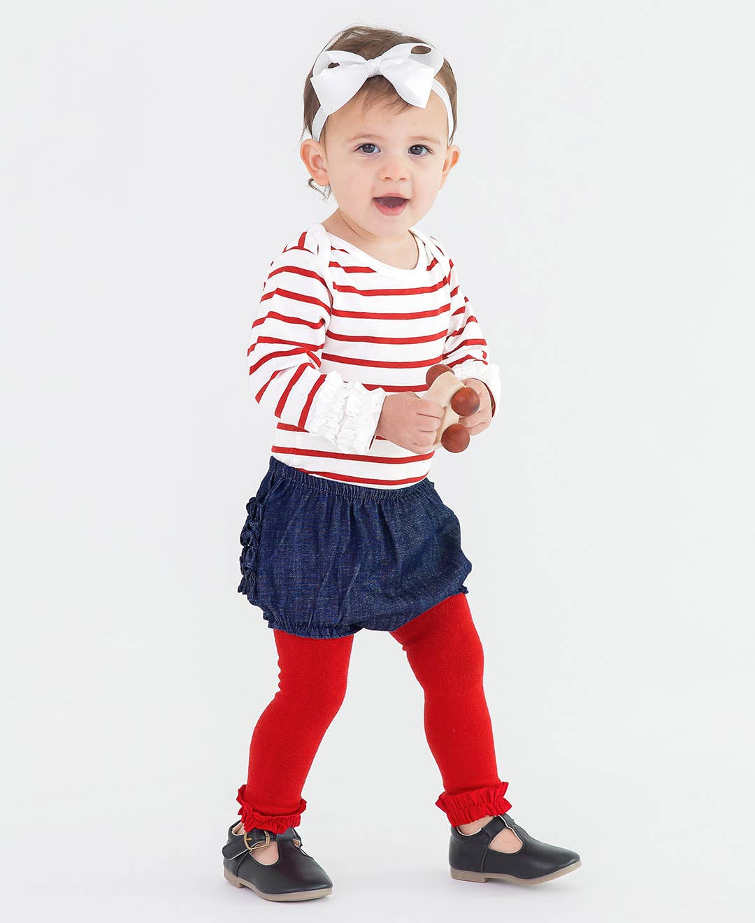 Girls Red Footless Ruffle Tights RuffleButts + RuggedButts