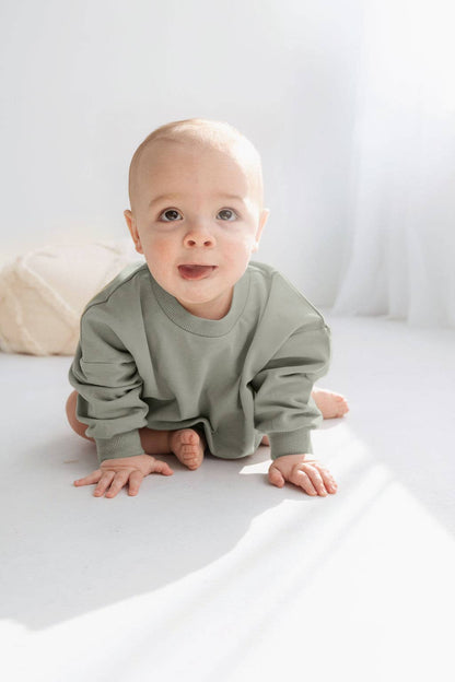 Sweatshirt Bubble Romper | Basil