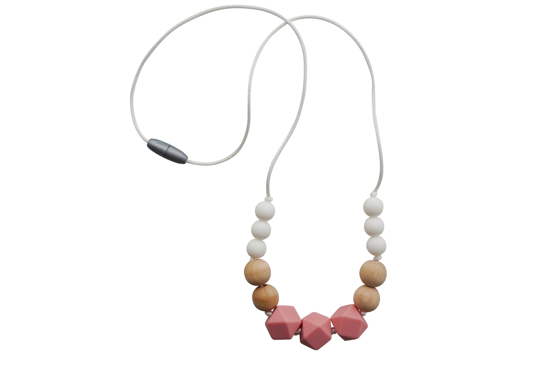 Silicone and Wood Teething Necklace Tiny Teethers Rose