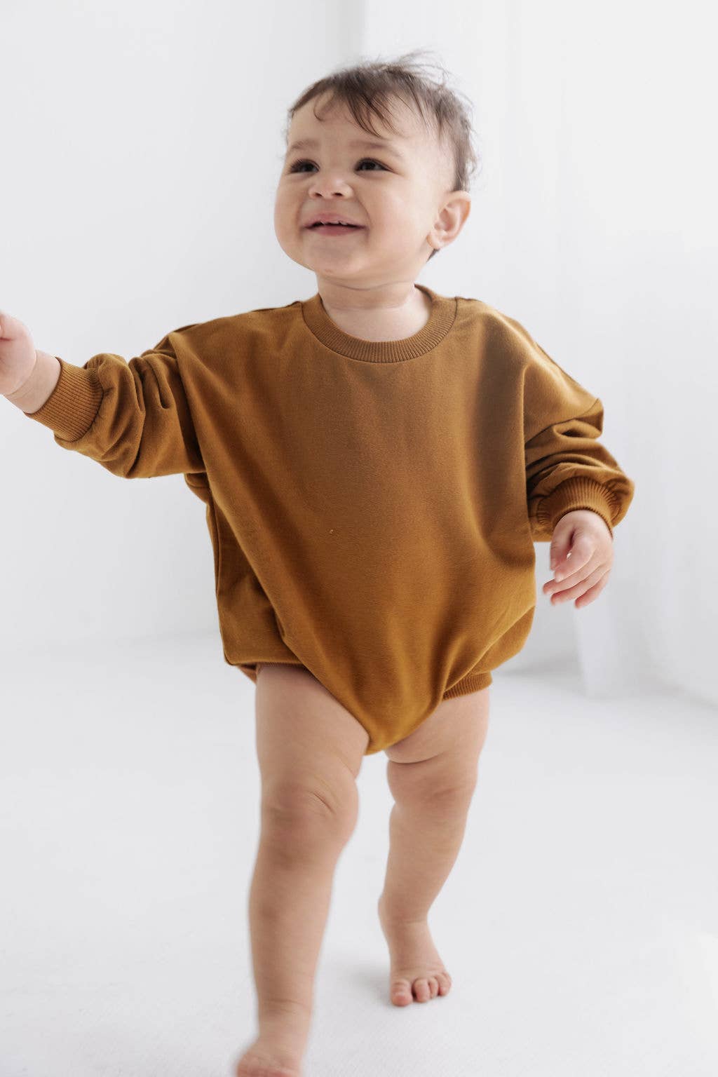 Sweatshirt Bubble Romper | Cinnamon