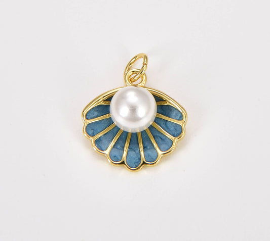 Seashell Charms Hunny B's Enamel Clam with Pearl