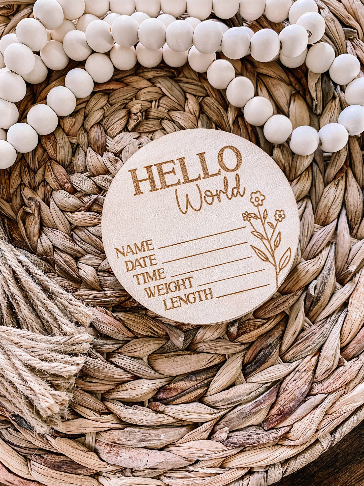 Birth Announcement Wood Stat Plaque - Wildflower