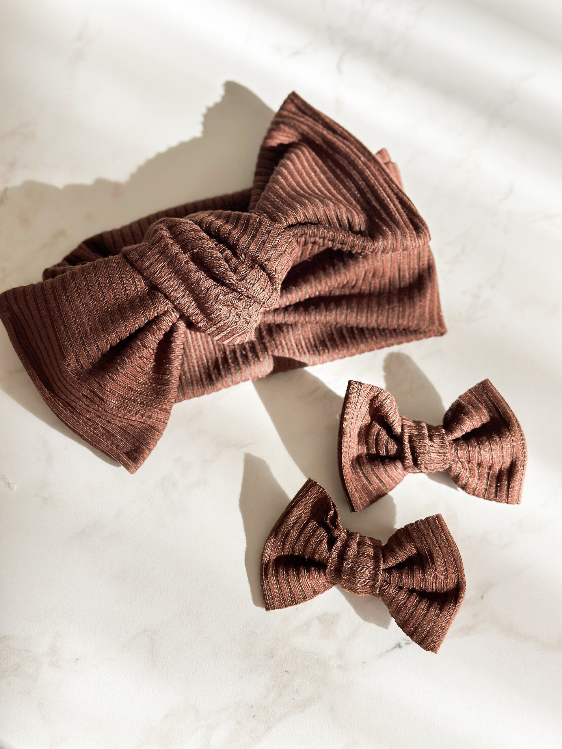 Tie Headwrap | Multiple Colors! Little Birds Co. Dark Chocolate Ribbed NB-3m