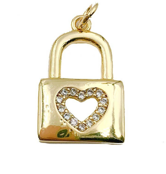 Heart Charms Hunny B's Pave Padlock Heart