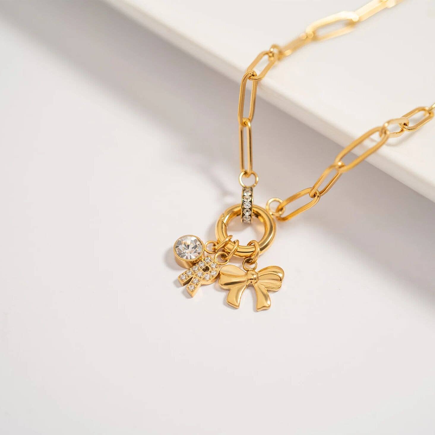 18K Gold PVD Cubic Zirconia Birthstone Charm WJW