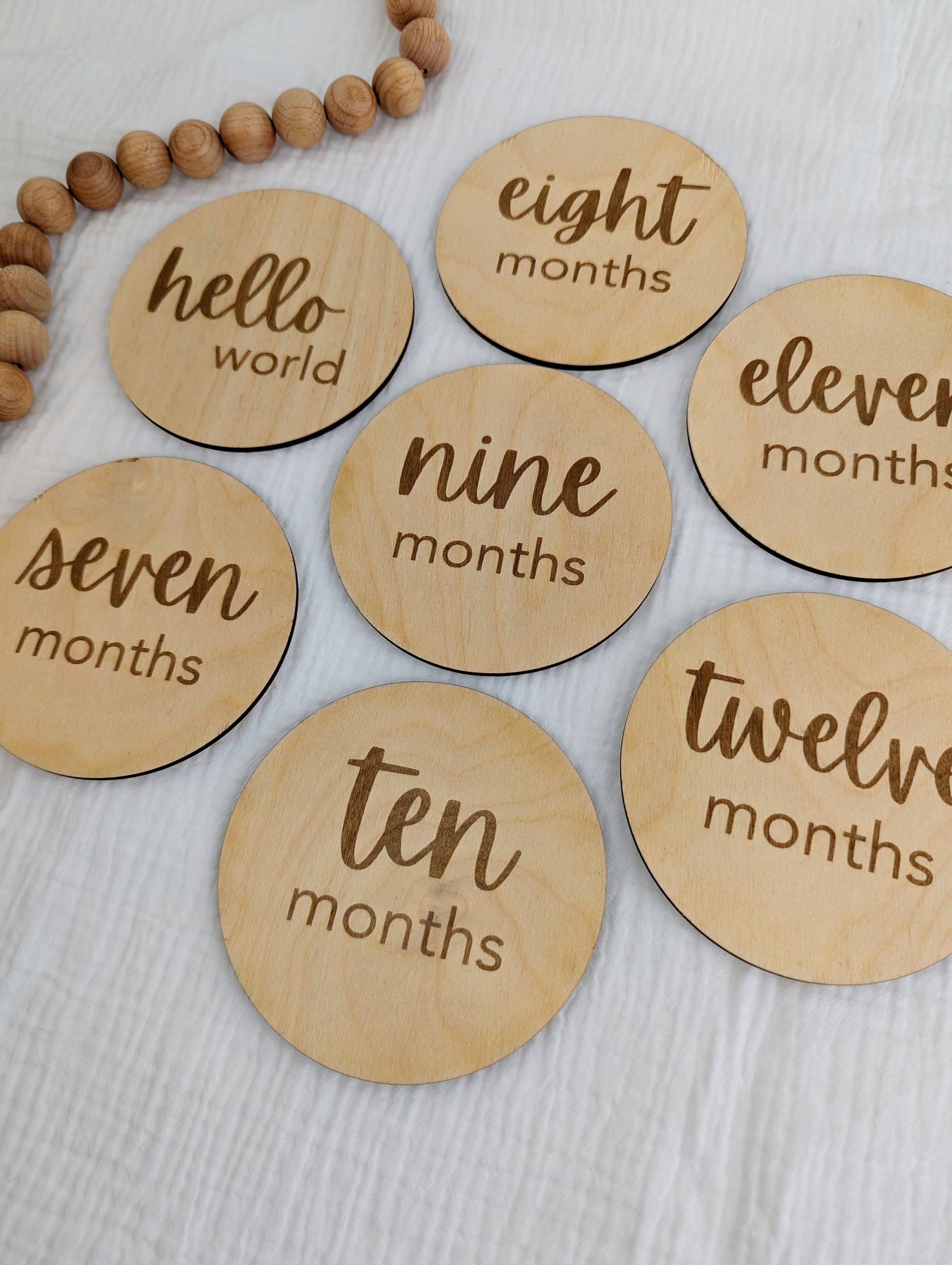 Baby Wooden Milestone Discs Tiny Teethers
