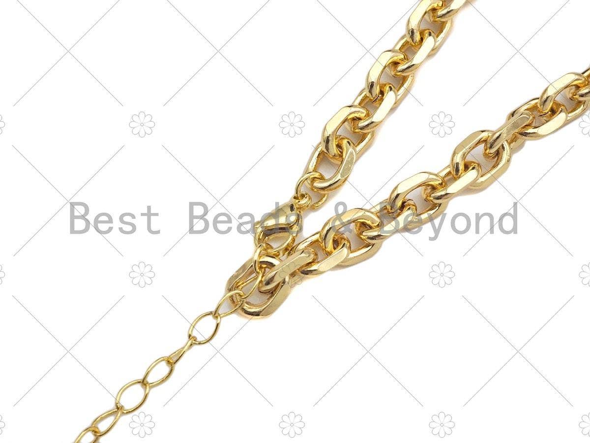 18" Gold Filled Chunky Oval Link Chain Necklace (Adjustable) BestBeads&Beyond