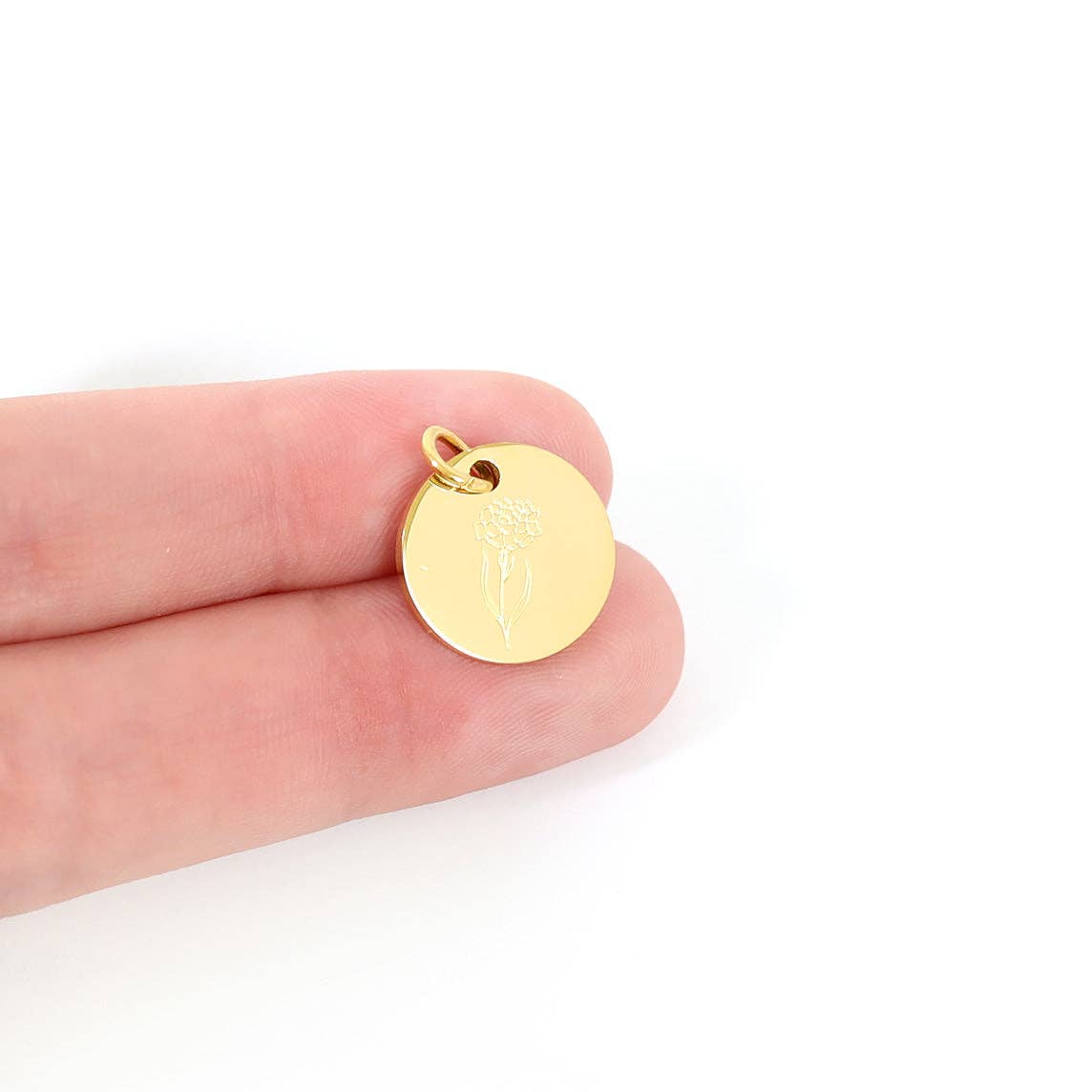 18K Gold PVD Stainless Steel Birth Flower Charm WJW