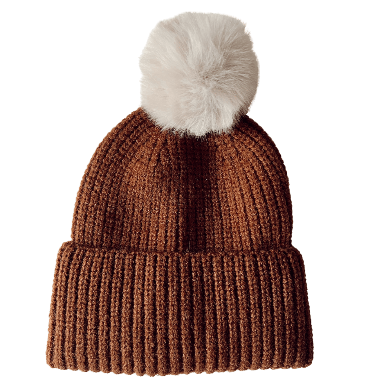 Rib Knit Fur Pom Hat, Saddle SpearmintLOVE