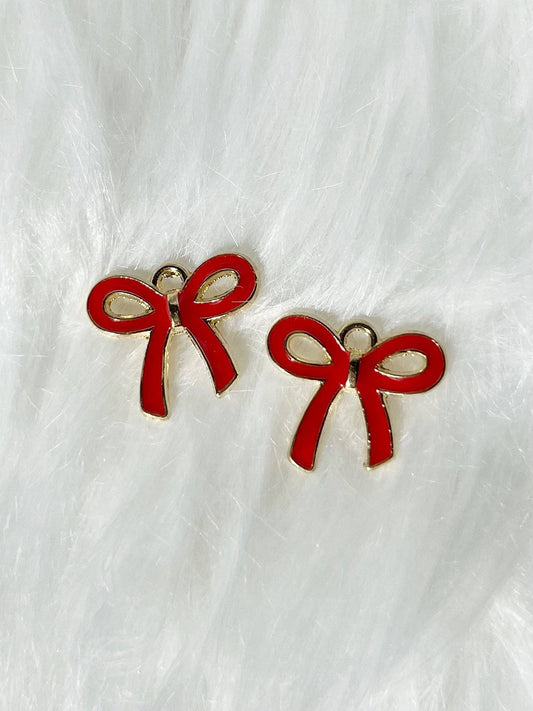 Bow Charms Hunny B's Red Enamel Bow in Gold