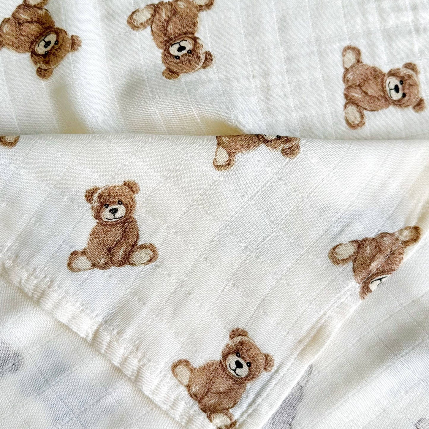 Muslin Swaddle Blanket (Teddy Bear)