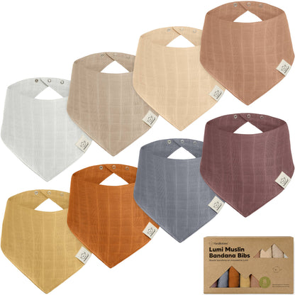 8pk Lumi Muslin Baby Bibs for Baby Boys, Baby Girls, Newborn