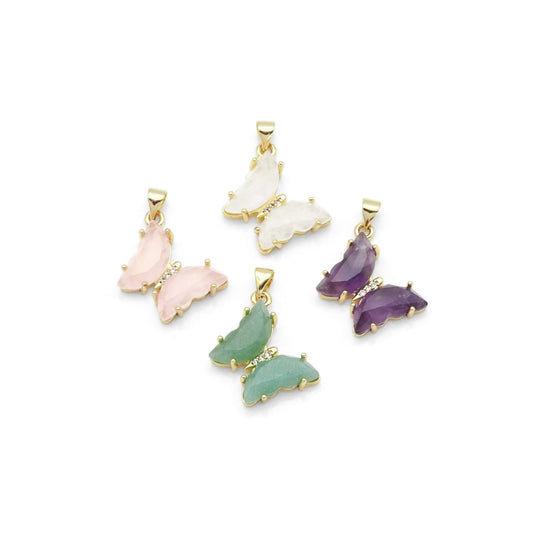 Butterfly Charms Hunny B's Green Natural Gemstone Butterfly