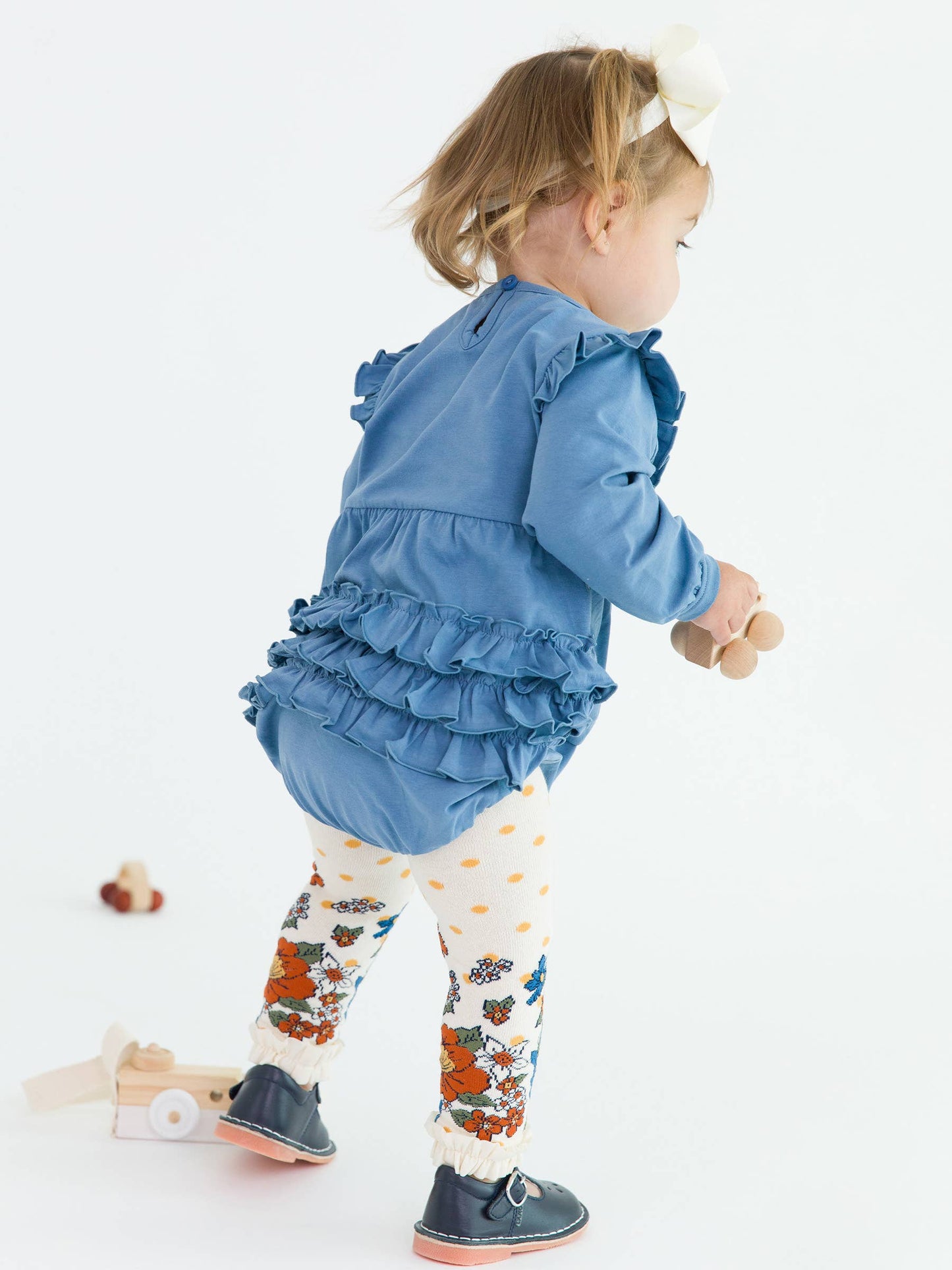 Girls Floral Patterned Footless Ruffle Tights RuffleButts + RuggedButts