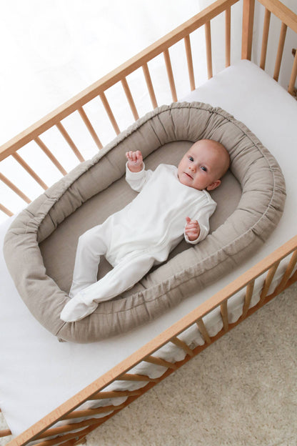 Linen babynest - beige