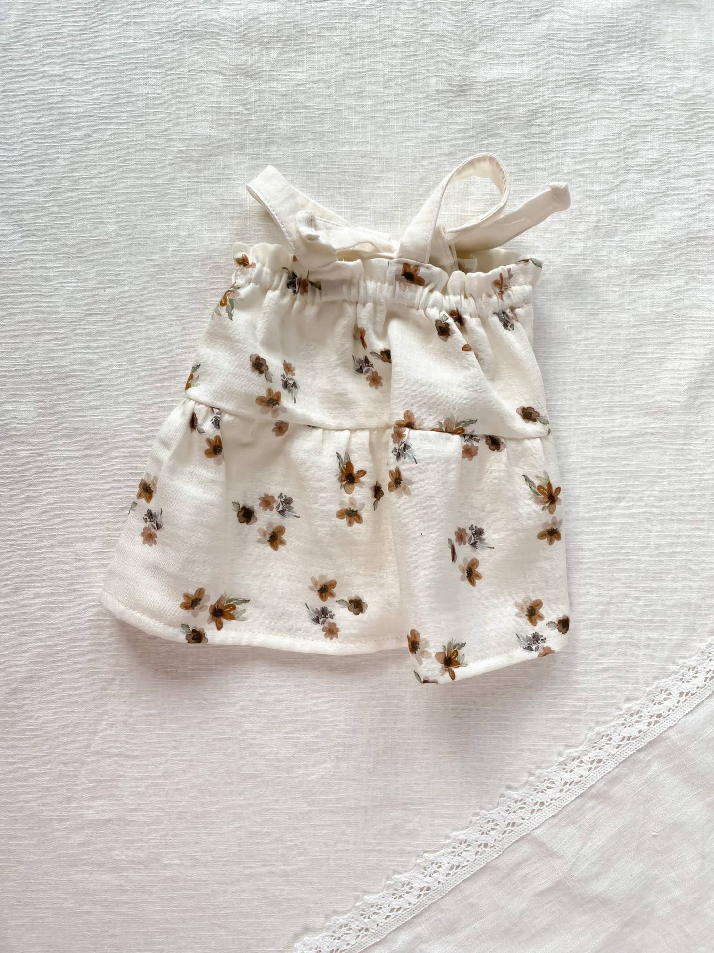 Baby dress / floral muslin - cream