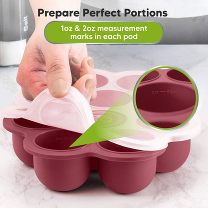 2oz x 10 Pods Prep Silicone Baby Food Freezer Tray with Lid