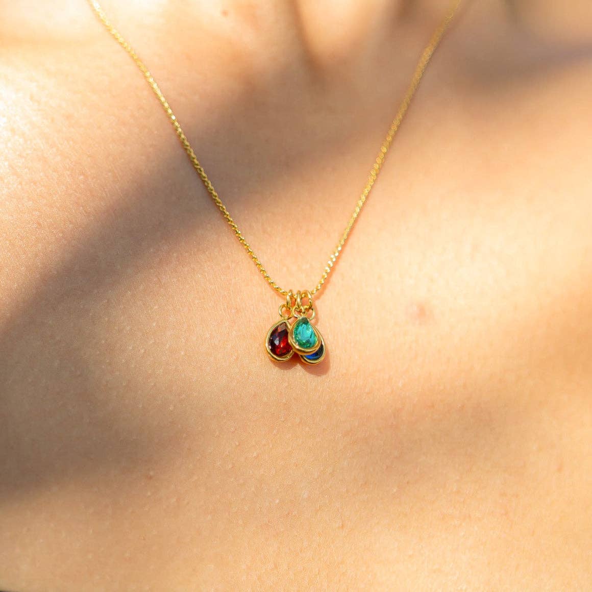 18K Gold PVD Teardrop Birthstone Charm WJW