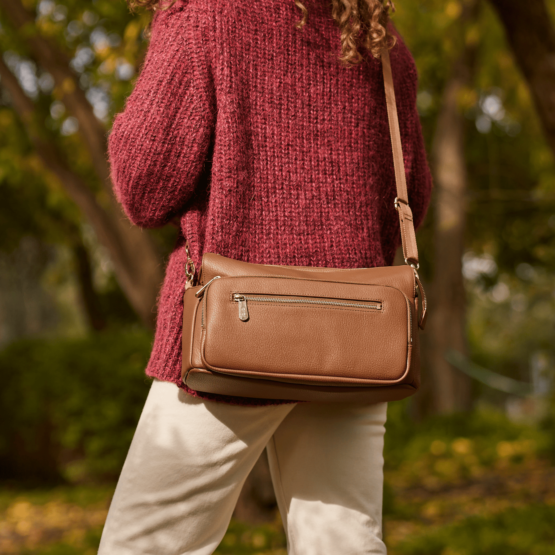 Multitasker Pram Caddy - Chestnut Brown Vegan Leather OiOi