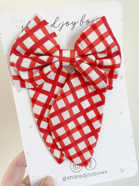 Red Plaid Hair Bows Shared Joy Bows