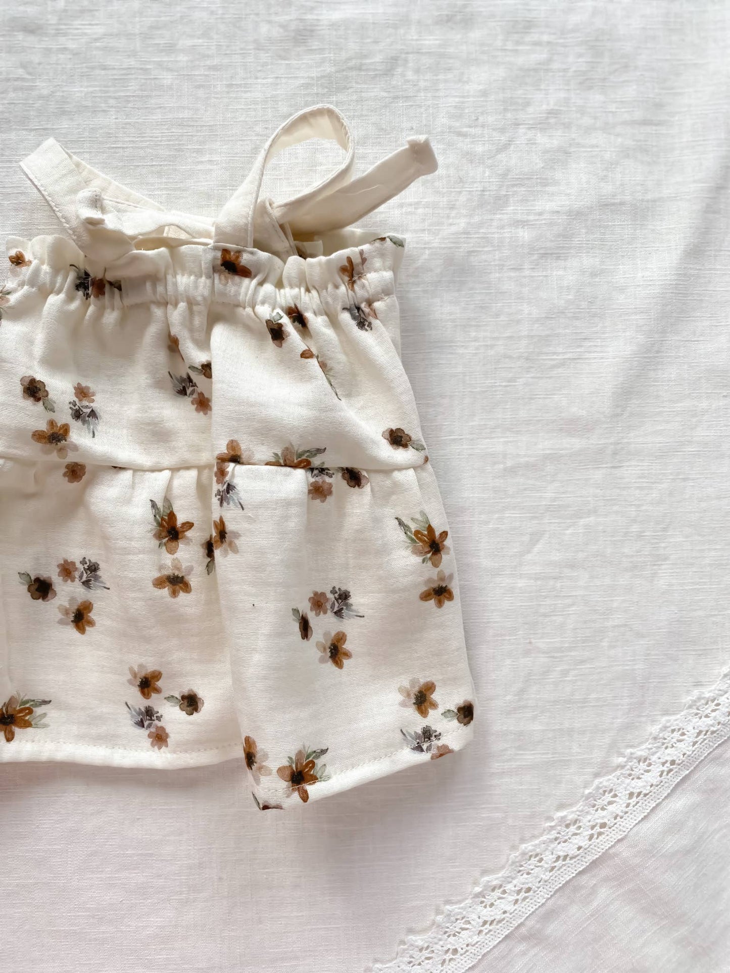 Baby dress / floral muslin - cream