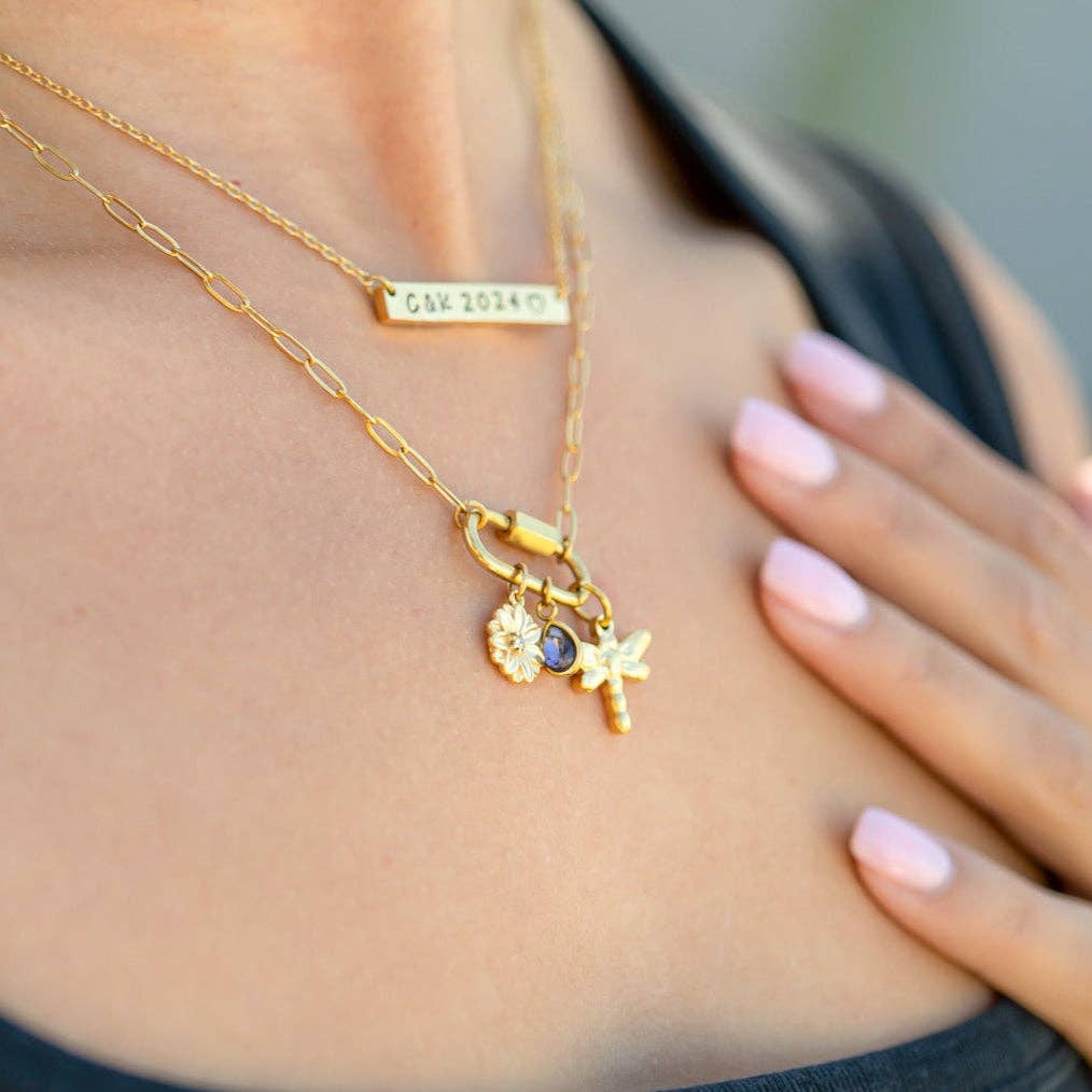 18K Gold PVD Teardrop Birthstone Charm WJW