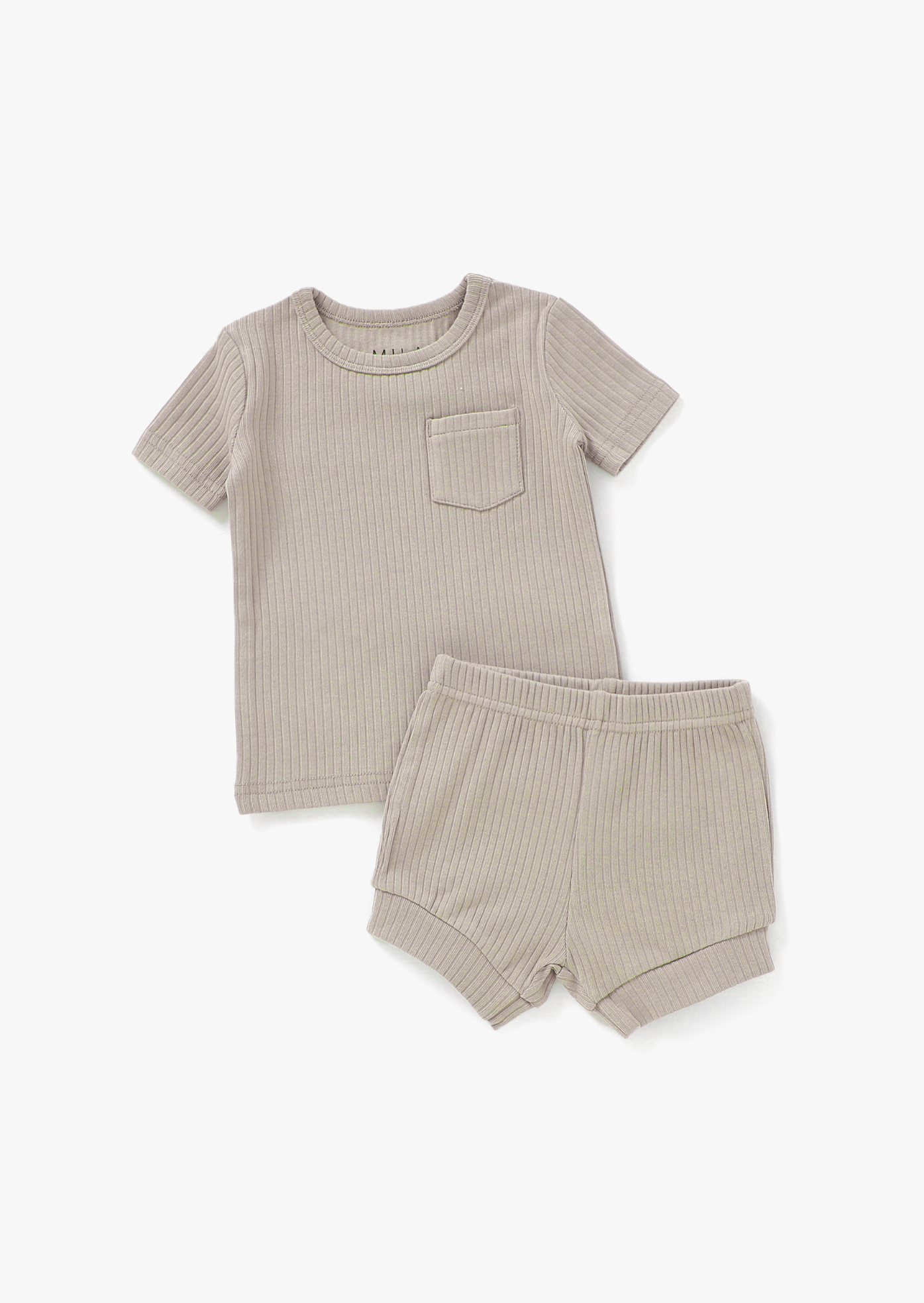 Ribbed Short Set | Mushroom