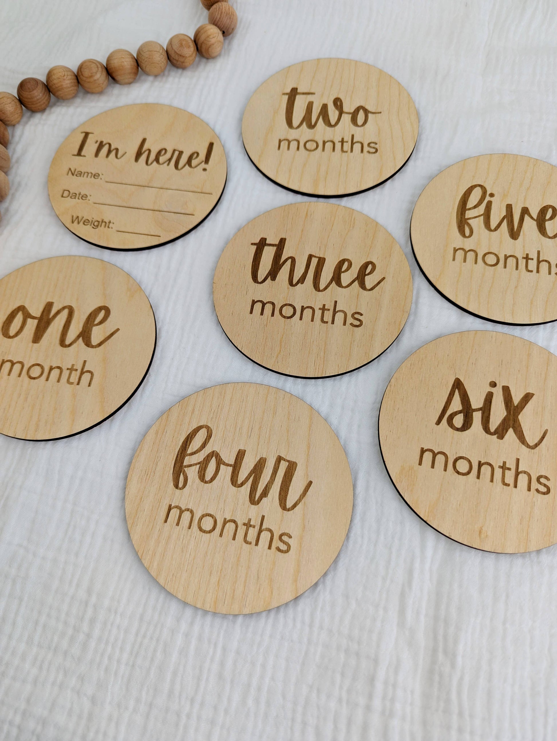 Baby Wooden Milestone Discs Tiny Teethers