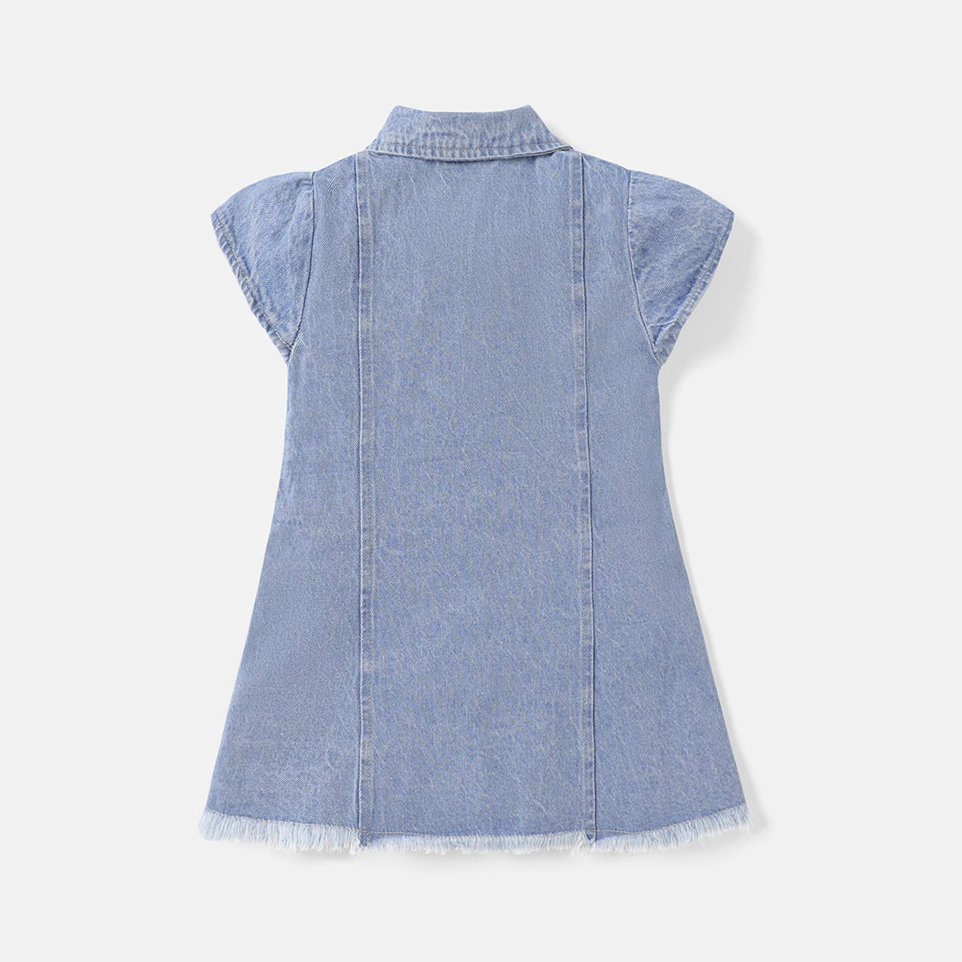 Baby Girl Button Front Cap-sleeve Denim Dress