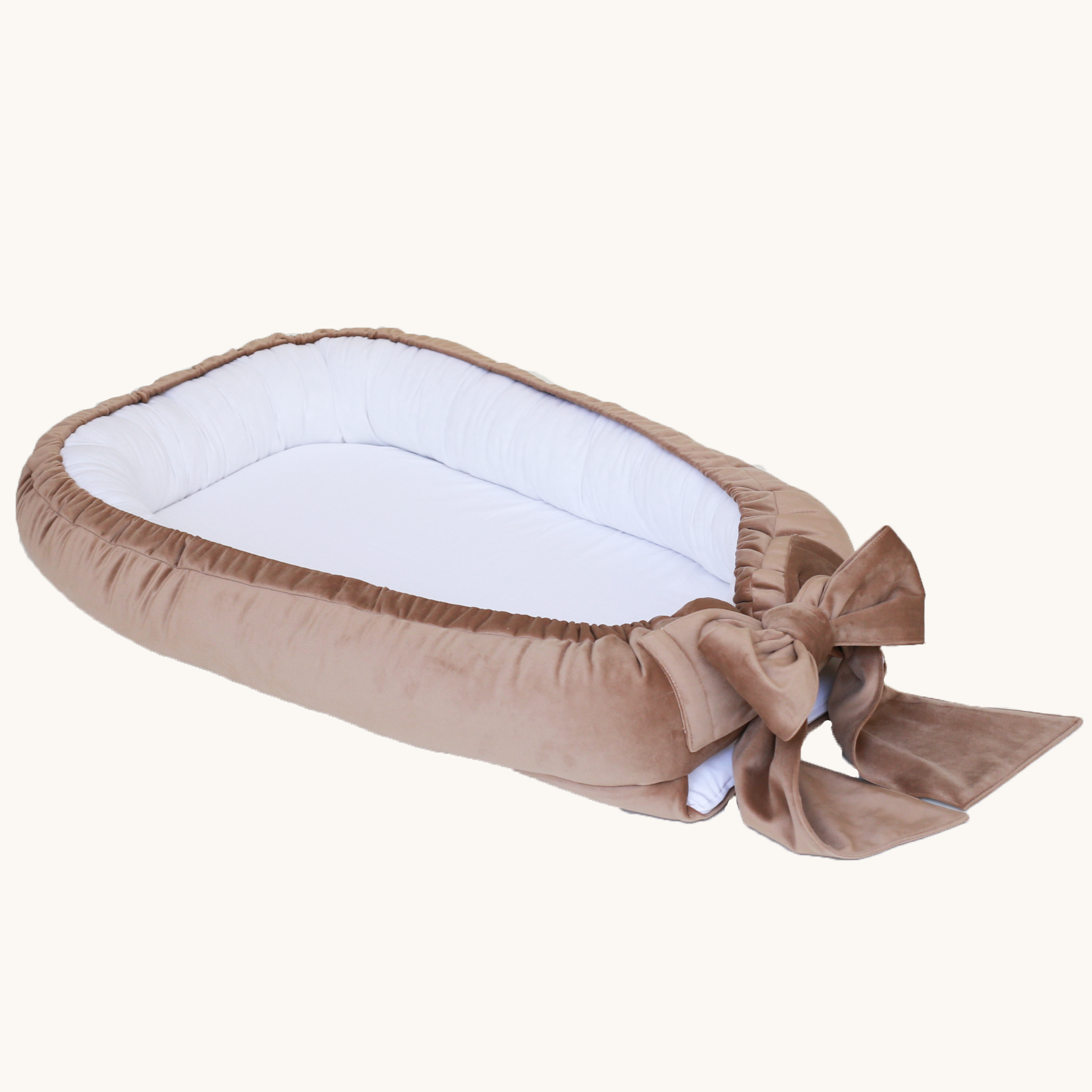 Velvet babynest with bow (5 colors) - BABYLY BABYLY beige